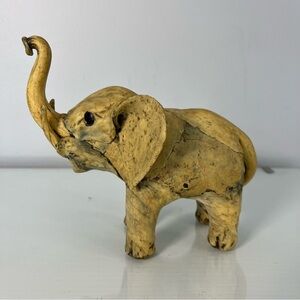 Vintage Elephant Sculpture Mid Century Hand Molded Crushed Oyster Shell 6” Tall